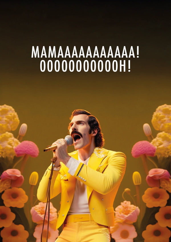 Show Mum how much of a 'Queen' she is this Mother's Day with this Freddie Mercury-themed card!