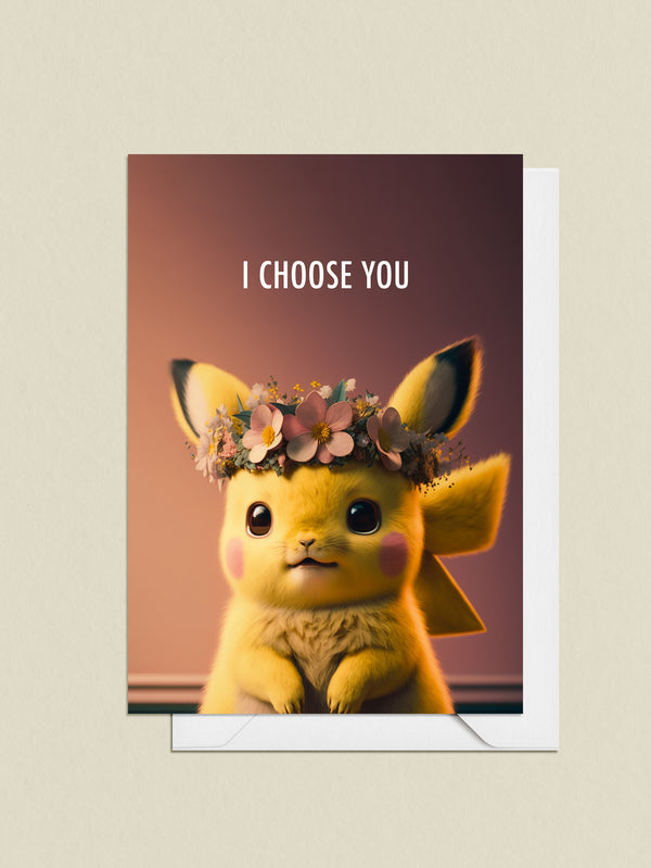 Pikachu Pokemon Pun Valentines day greeting card