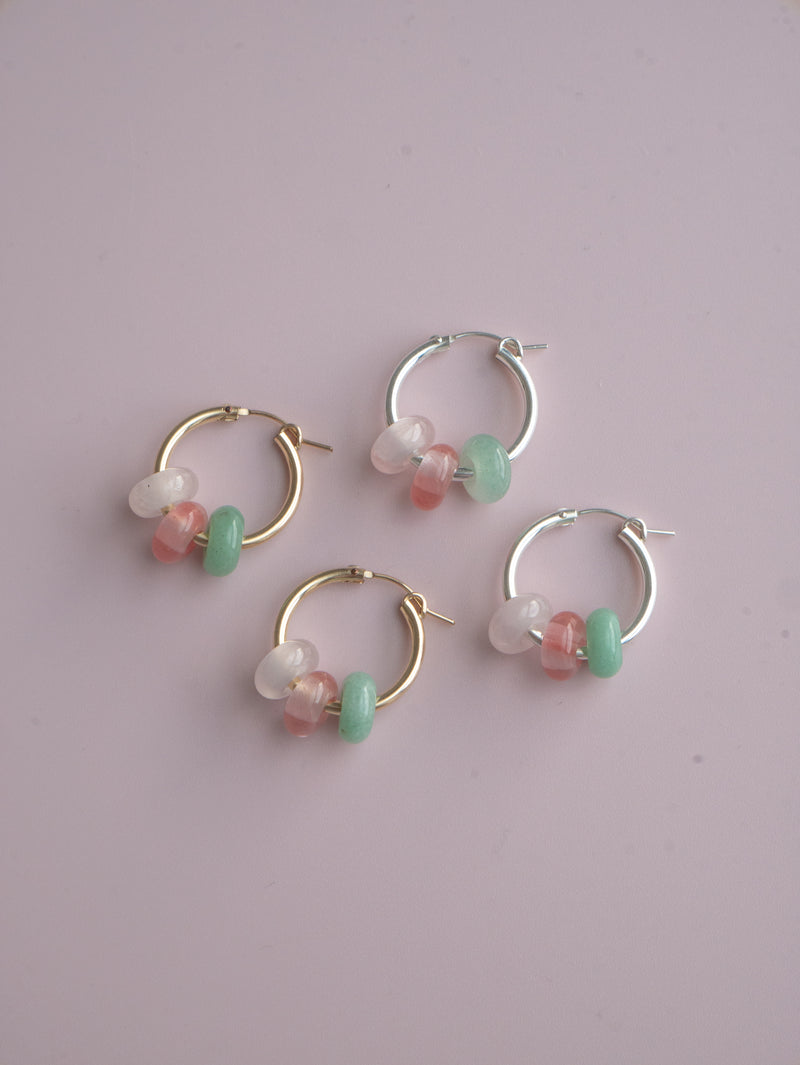 Candy hoops, gold-filled crystal earrings