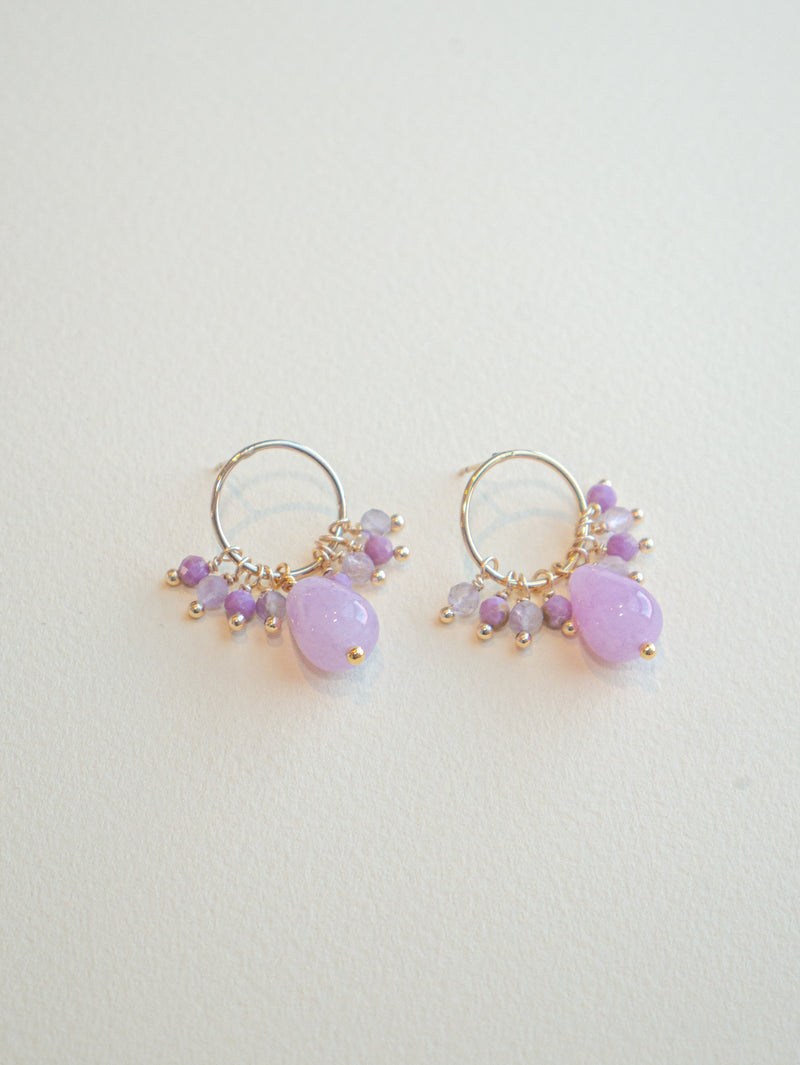 Confetti studs gold-filled beaded circle earrings lilac