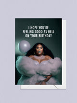 Get ready to feel good as hell with our Lizzo birthday card! Featuring the queen herself, this card is perfect for anyone who loves to celebrate their birthday like a true goddess. Send it to your bestie, your sister, or anyone who deserves to feel like a superstar on their special day.  10.5 x 14.8 cm (A6) Heavyweight 16pt paper stock Sustainably sourced paper Light satin finish, left uncoated on the inside for easier writing Envelope included  Blank inside