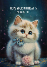 Vintage kitty cat pun birthday card