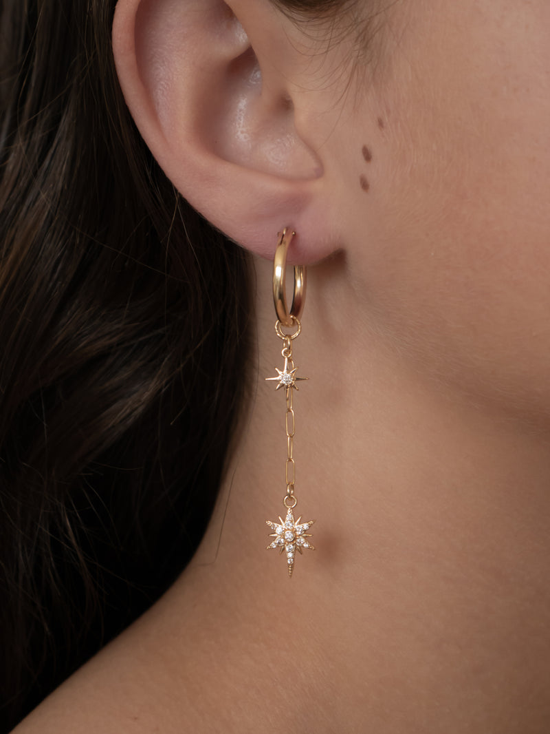 Gold-filled star drop hoops