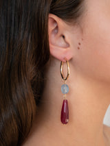 Gold-filled hoop gemstone beaded earrings