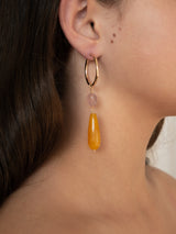 Gold-filled hoop gemstone beaded earrings 