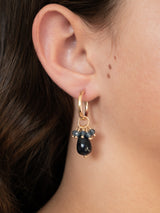 14k gold-filled beaded hoop earrings in navy