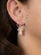 Confetti studs - gold-filled beaded circle earrings - rose quartz