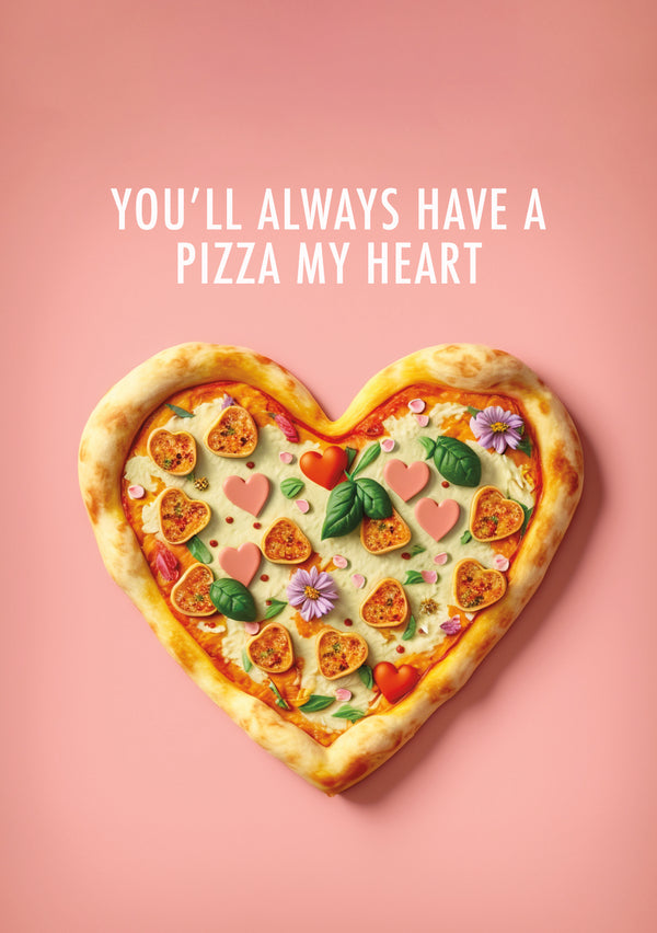 The perfect card for the pizza and pun-loving romantics! This card slices through the cringe, but still offers the perfect amount of cheese. Say, 'you're my favourite flavour' with some pizzazz! 